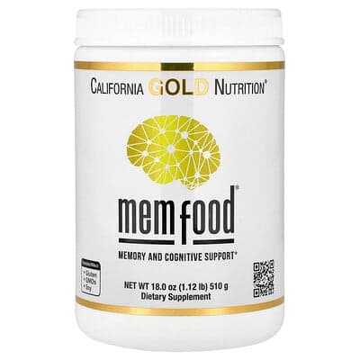California Gold Nutrition, MEM Food®, Memory & Cognitive Support with MEM Blend, L-Serine, Organic Lion's Mane and Blueberry Juice Powder, 1.12 lb