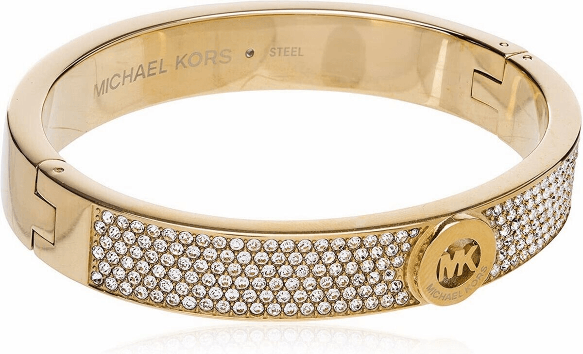 Michael Kors Pave Fulton Hinge Bangle Bracelet Gold Tone MKJ3998710